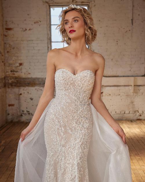 123235 strapless lace wedding dress with overskirt1